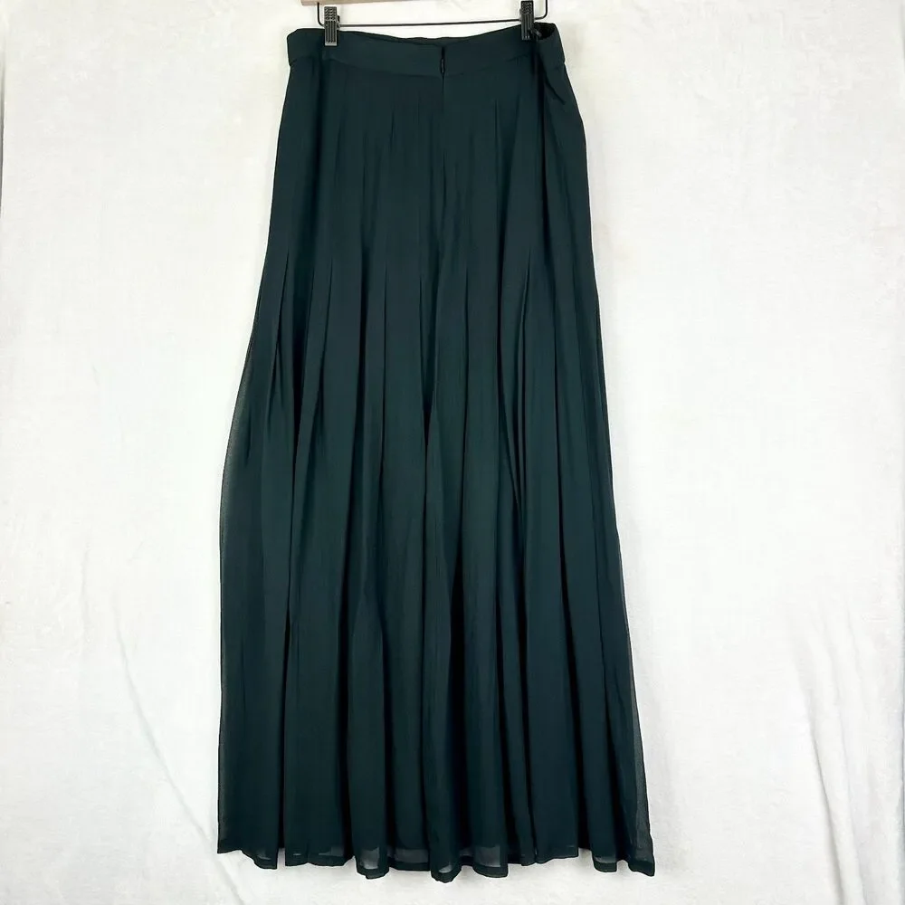 J Crew Collection Maxi Skirt Lightweight Chiffon Size 12 Black Floor Length